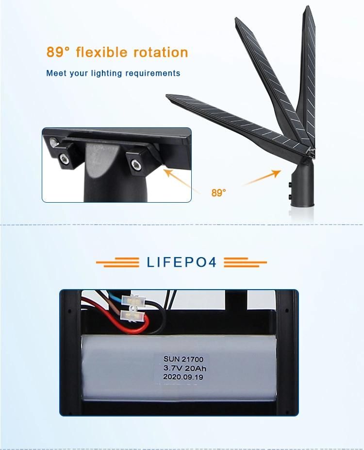 IP65 High Quality SMD Blue Carbon Commercial Outdoor 100W 120W 200W 300W 400W Top Integrated LED Solar Panel Street Light