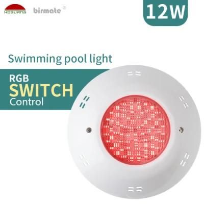 12W IP68 Structure Waterproof LED Pool Light with Switch Control RGB Swimming Pool Lighting