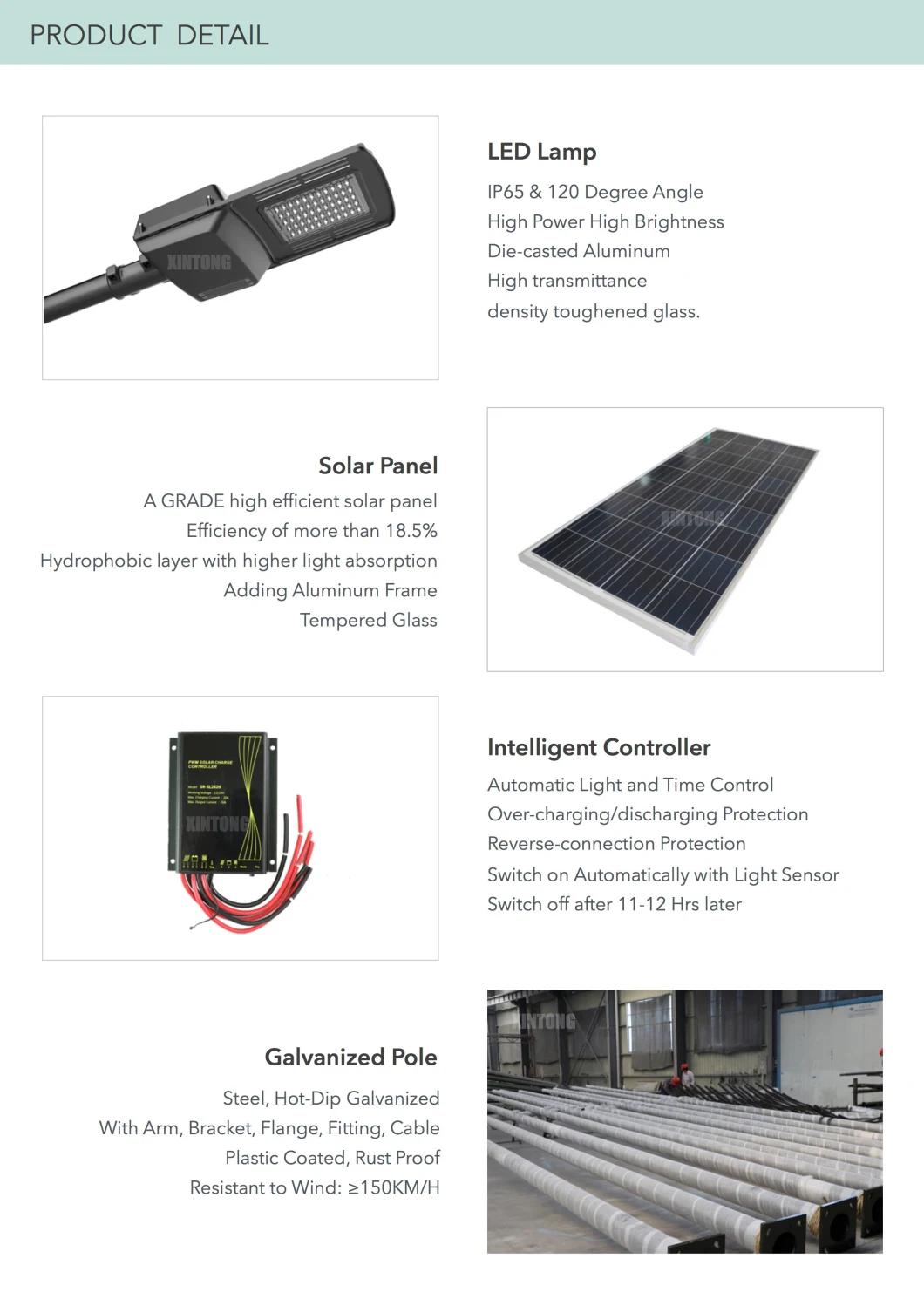 50W Solar LED Street Light with MPPT Controller Easy Installation