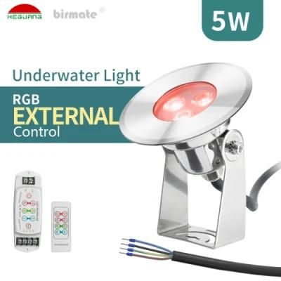 RGB External Control 5W 12V LED Underwater Lighting SS316L Material with CE RoHS FCC Certificate