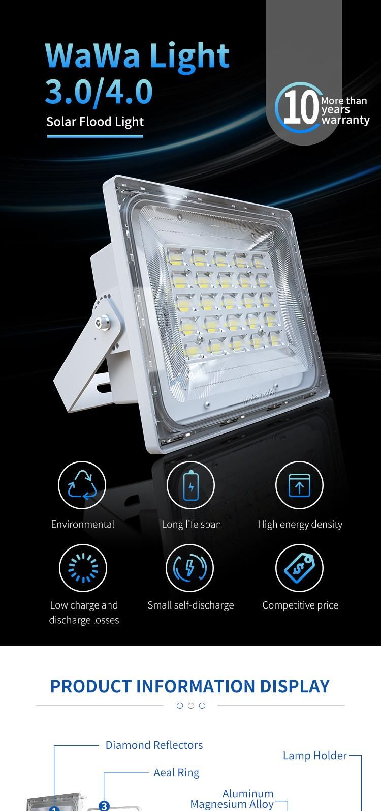 200W Solar LED Flood Light with 10 Years Warranty