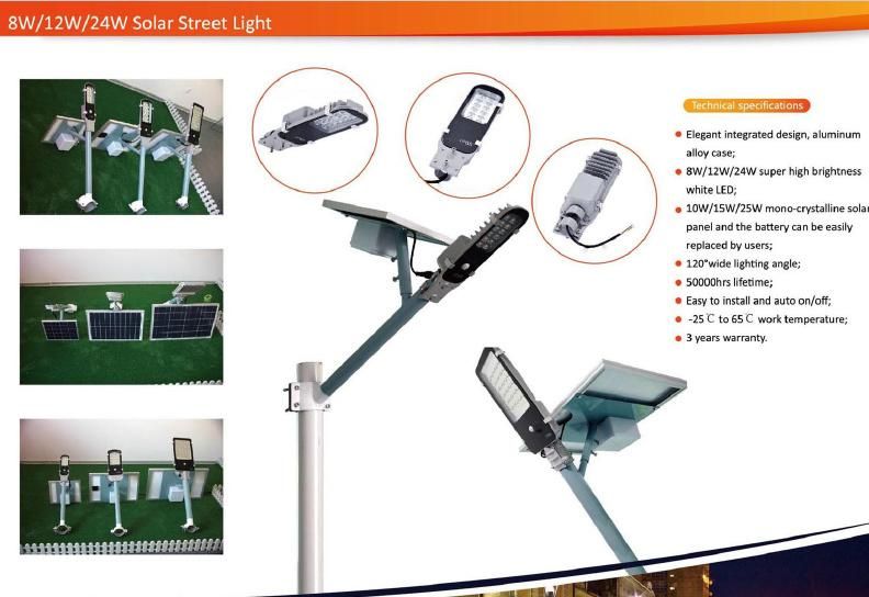 China Manufacturer Separated 12W LED Solar Street Garden Light for Courtyard/Garden/Park