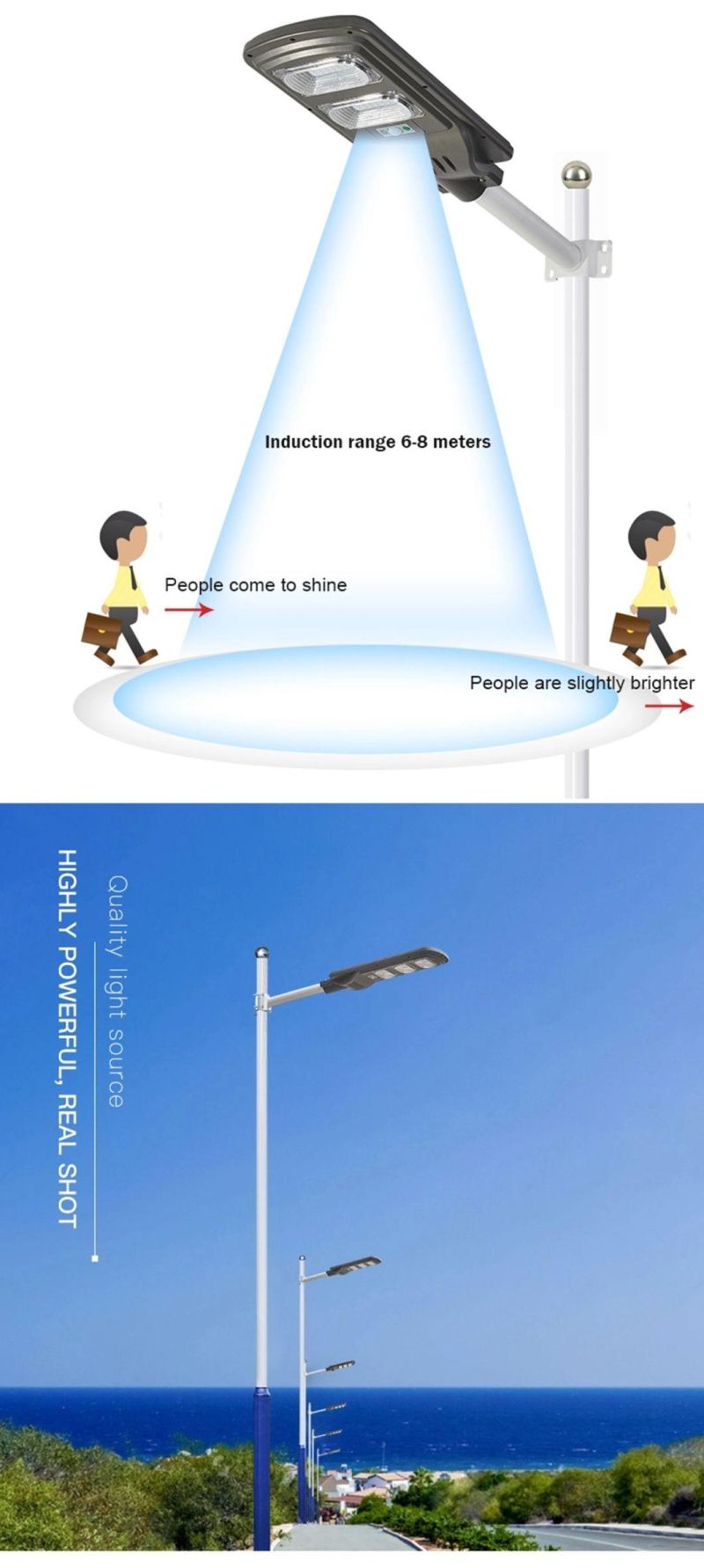 ABS SMD Outdoor IP65 Waterproof Integrated All in One Solar LED Street Light