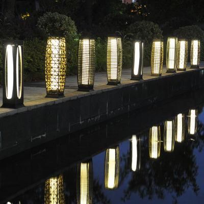 Rattan Art Solar Light Outdoor Waterproof Floor Lamp Villa Garden Garden Decorative Light Light Sensor LED Lawn Light
