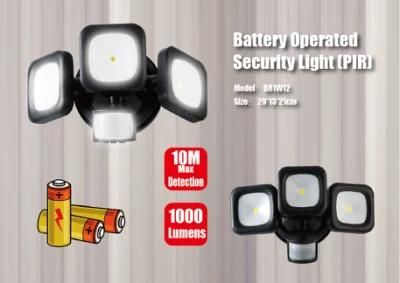 3-Head Battery Garden Light Security Light with Motion Sensor - 1000lumens