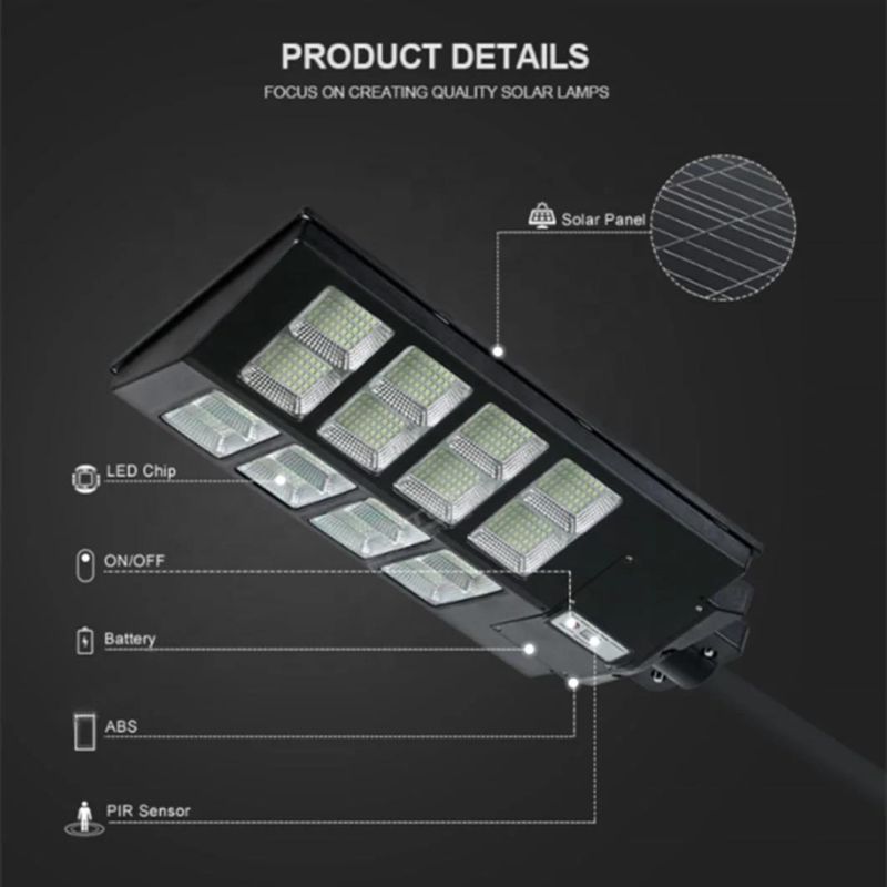 Solar Street Light, 600W Solar Flood Lights Outdoor Dusk to Dawn Motion Sensor 6500K LED Solar Pole Light with Remote Control IP66 Waterproof for Parking