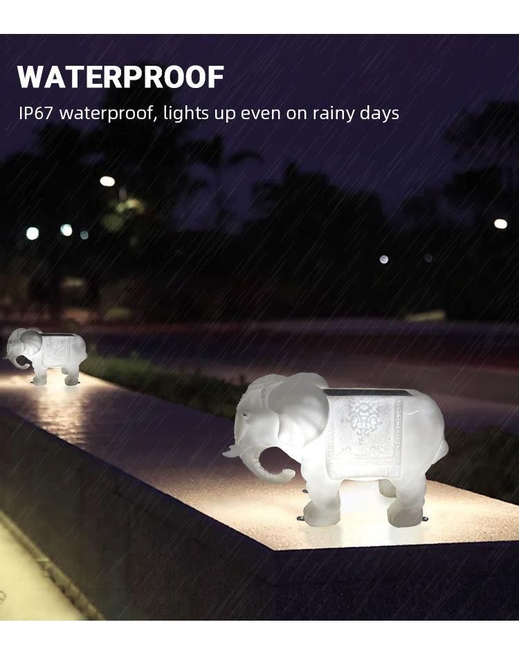 Cute Elephant LED Solar Pillar Light Waterproof Solar Garden Light