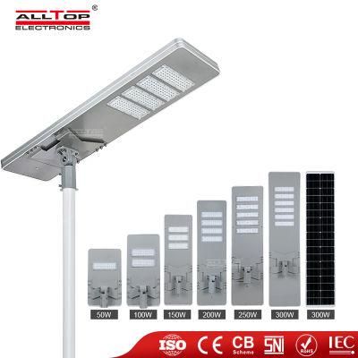 Alltop Good Quality IP65 Waterproof 50watt 100watt 150watt 200watt 250watt 300watt All in One Solar Street Lamp