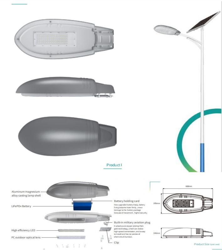 Outdoor Lighting High Lumen 30W Solar Street Light Garden Road Lamp 8 Years Warranty