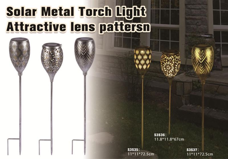 Metal Solar Stake Light with Flame Effect (flower pattern)