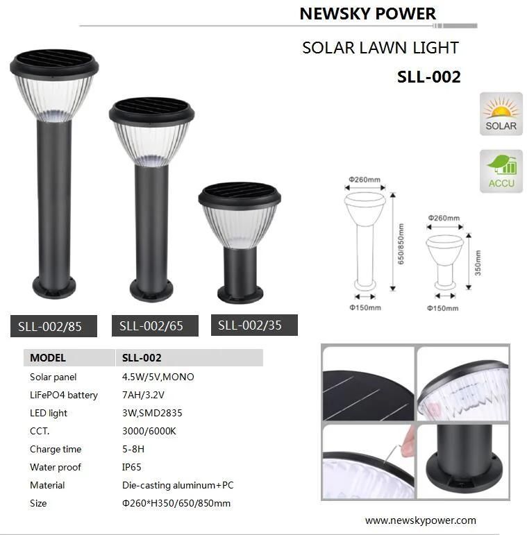 High Quality Outdoor IP65 Waterproof Solar Lawn Lamp for Garden Path Park Home