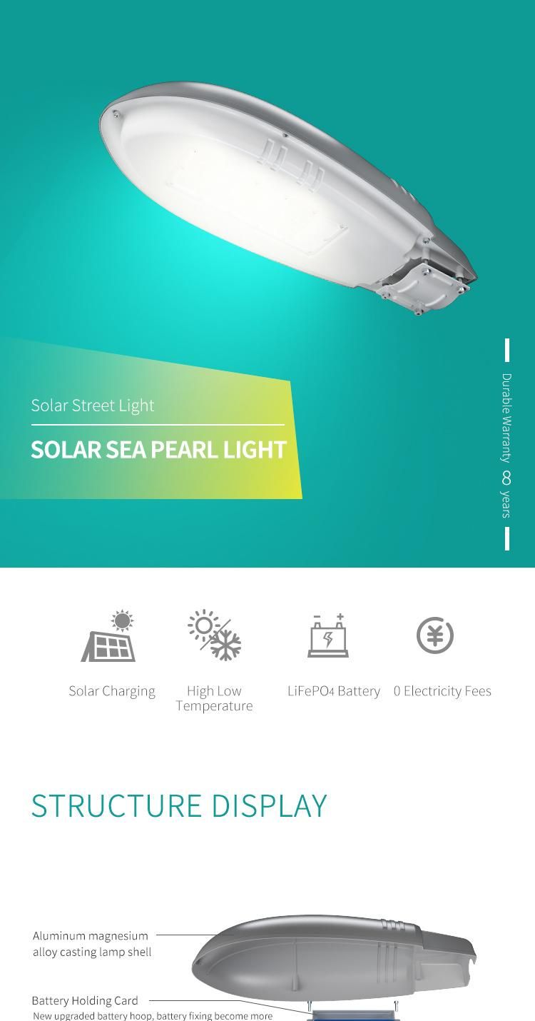 Long Life Span 3.2V Nichia LEDs 70W 7000lm Bulbs Integrated Solar Street Light Outdoor Lighting