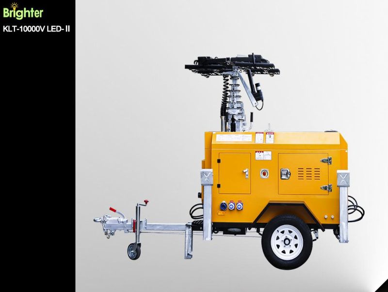 Trailer-Mounted Yanmar Engine Water Cooling Mobile Light Tower for Rescue with Hydraulic Mast