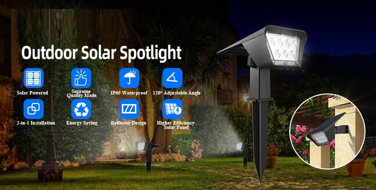 Garden Lawn Spotlight and Outdoor Solar Landscape Spotlight, Solar Spot Lights with Waterproof LED and Solar Panel Integrated, Solar Powered Garden Light