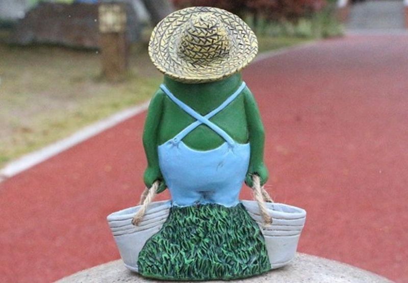 Garden Pot Cute and Funny Green Frog Statues Resin Sculpture Yard Patios Statue Funny Figurine Decoration Household Outdoor Art Craft Decor Wyz20502