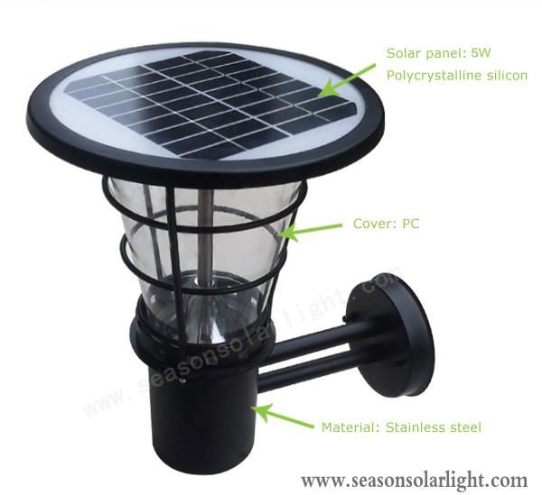 Remote Control LED Sensor Light Lamp 5W Solar Garden Outdoor Wall Light with LED Lights