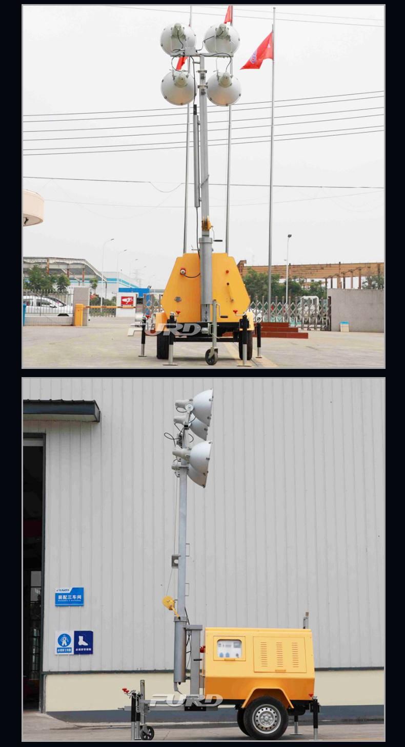 Outdoor Night Lighting Mobile Generator Powered Mobile Light Tower