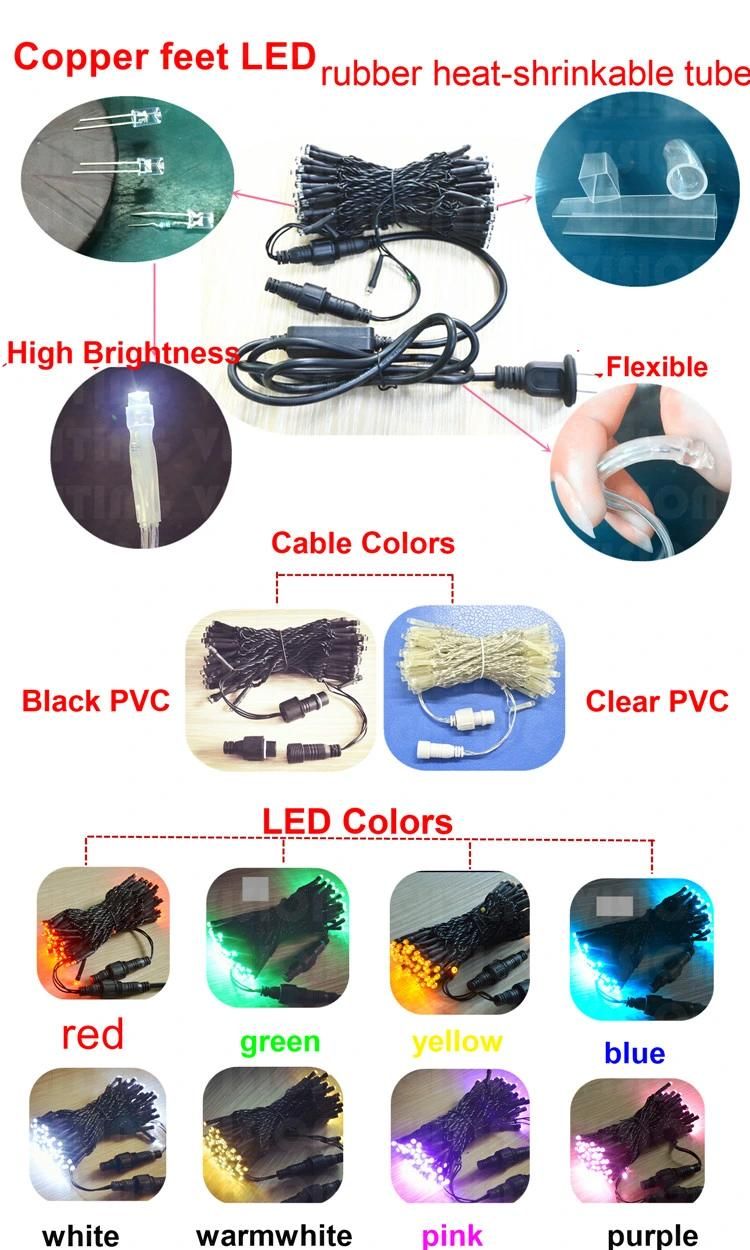 Christmas Outdoor White LED Lamp Wire String with Flashing Lights