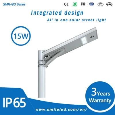 SMD 15 Watts All in One Garden Solar Lamps Integrated All in One Solar LED Street Light