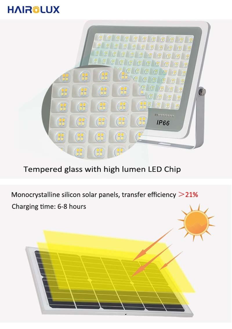 Wholesale Die-Casting Aluminum Solar Flood Light Waterproof IP65 CE RoHS Reflector with Remote Control Factory Price