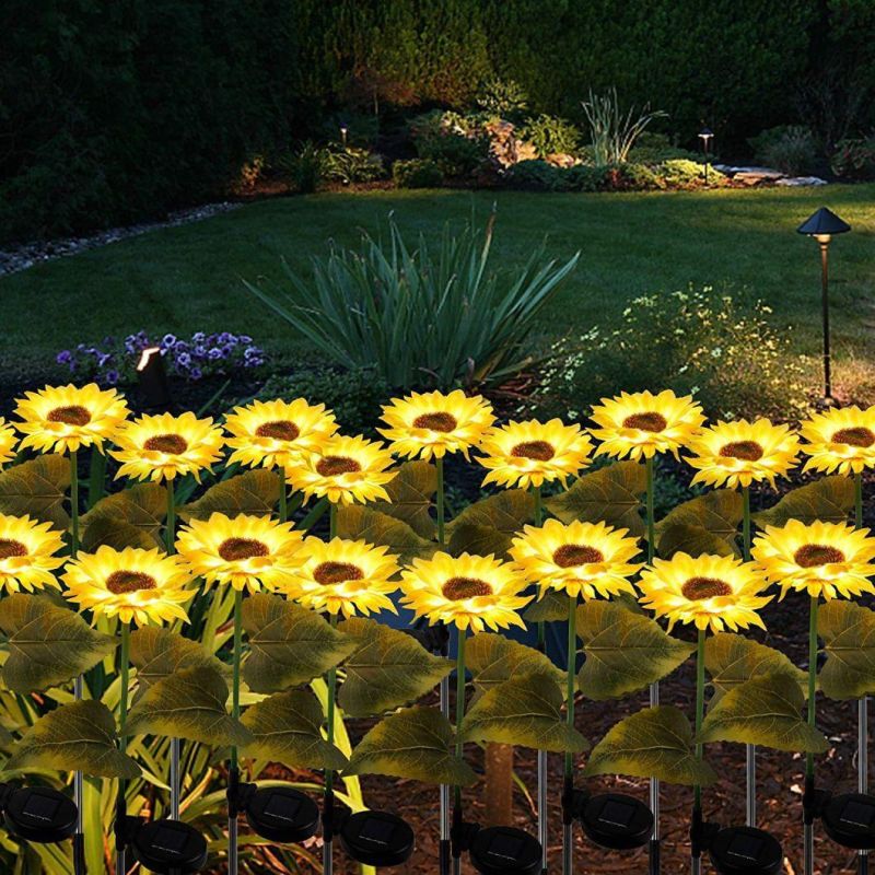 , Lamps Waterproof Outdoor Garden Lawn Pathway Yard Decoration, Ground Light Landscape Light Lawn Light, Outdoor Solar Sunflower 8 LED Wyz17907
