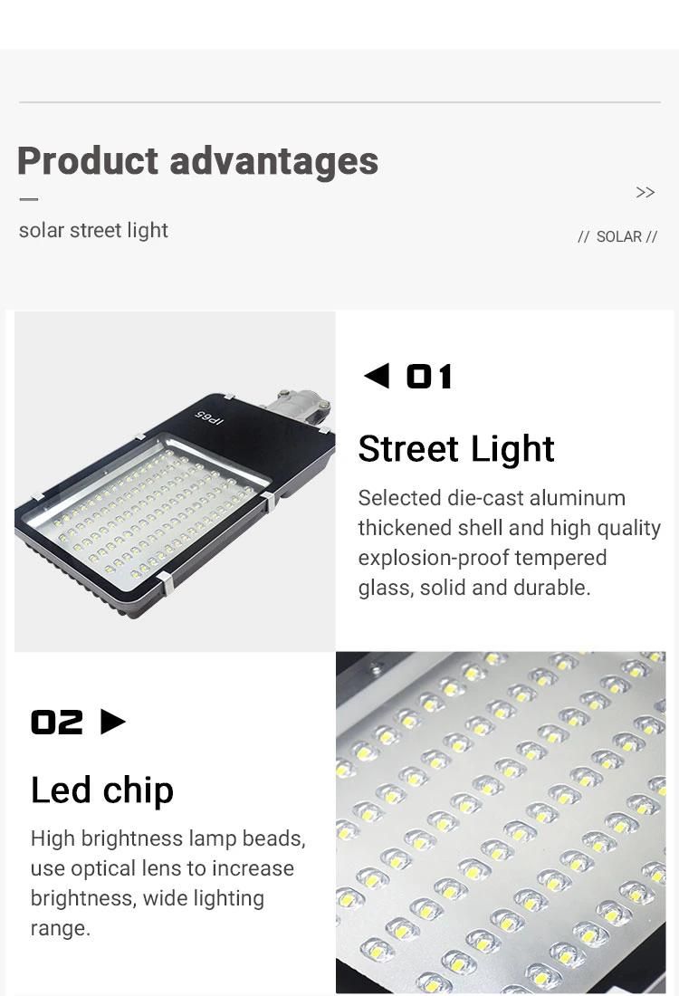 100W Solar Street Lights Waterproof Outdoor LED Street Lamp