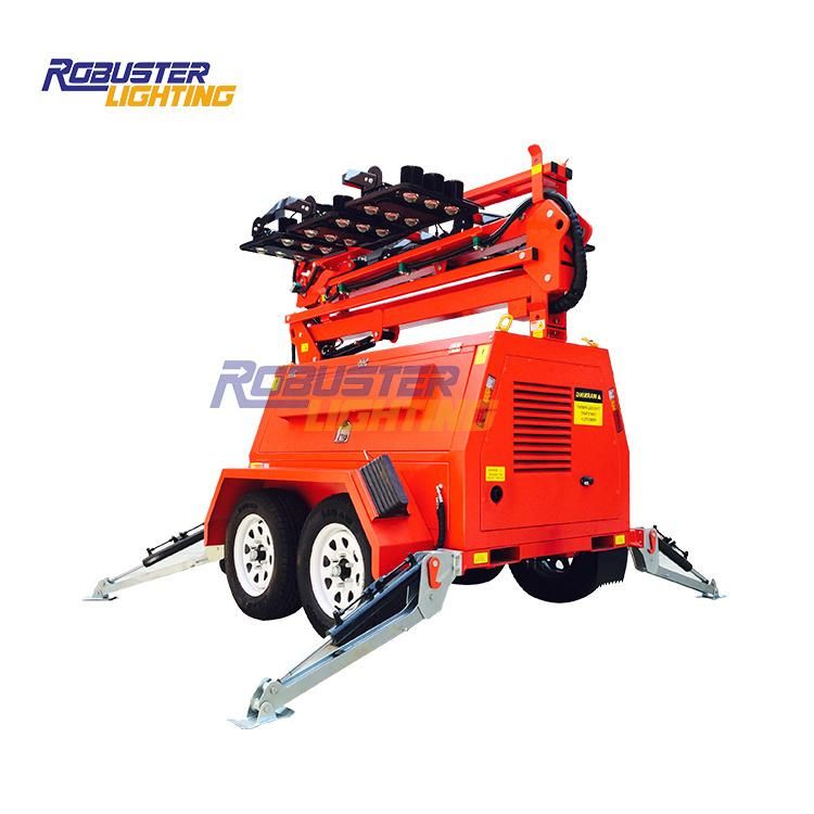Power Coated Canopy Four Folded Hydraulic DC LED Lighting Tower