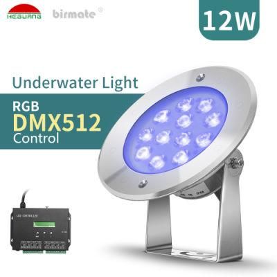 12W DC12V DMX512 The Controller 316L Stainless Steel LED Underwater Swimming Pool Light