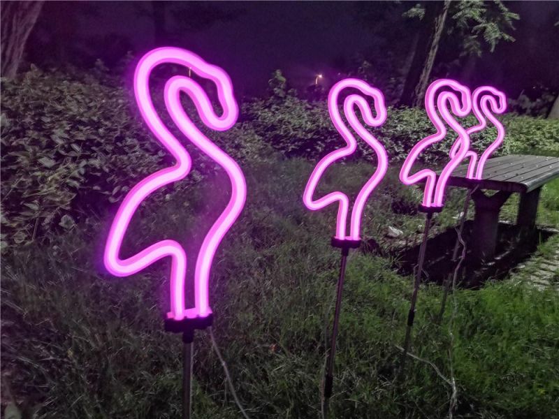 Outdoor Neon Garden Decoration Landscape Simulated Flamingo Lawn Lamp Waterproof Solar LED Lights