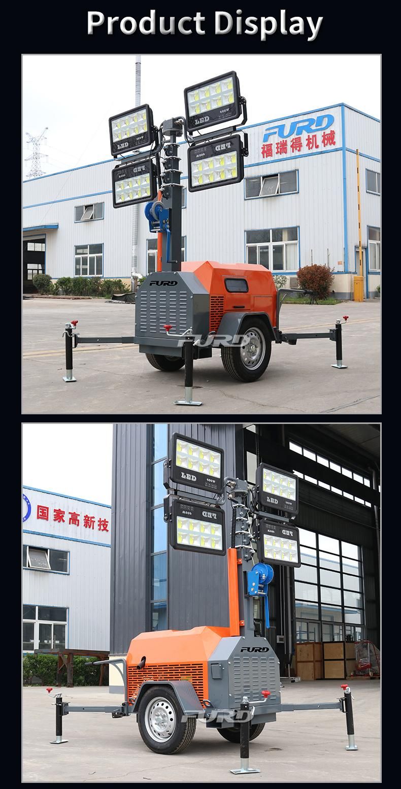 High Brightness LED Mobile Lighting Tower with Diesel Generator