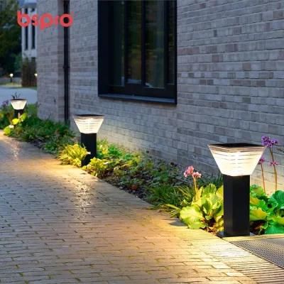Bspro Modern Outdoor Powered Lamp Aluminum Waterproof LED Pillar Lights Solar Decoration Garden Light
