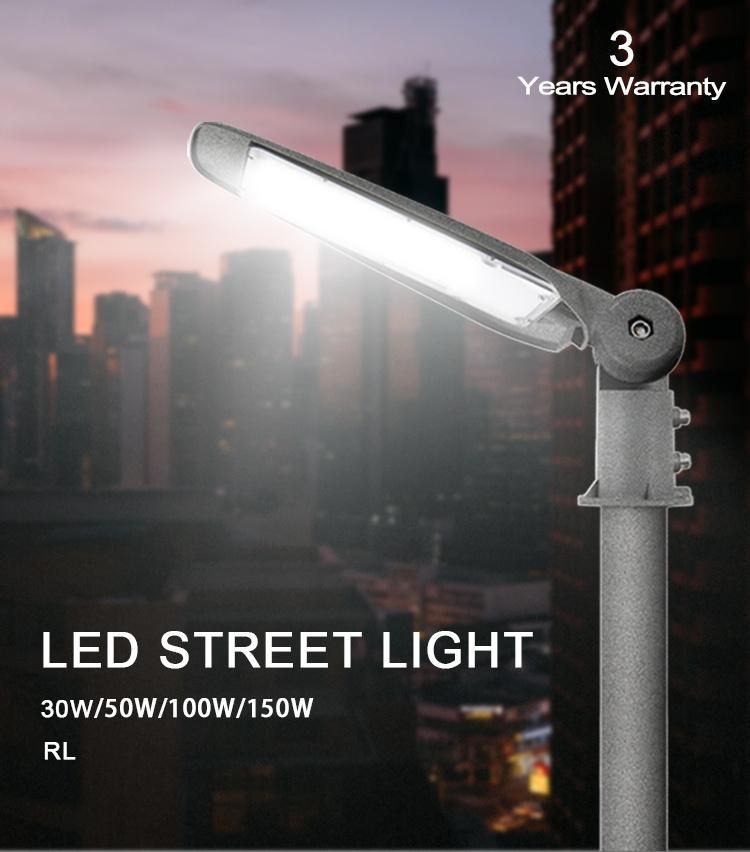 3years Warranty 30W 50W 100W 150W 200W IP65 Waterproof Slim Road Lamp Outdoor LED Street Light