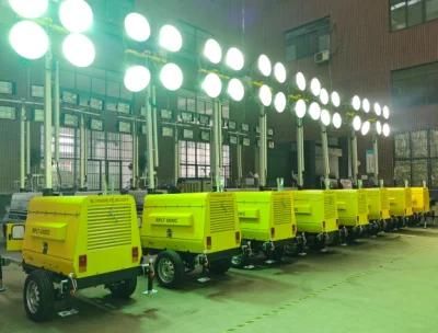 Metal Halide Mobile Telescopic Mast Flood Light Tower Generator on Trailer