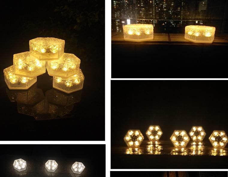 Brilliant-Dragon Outdoor Solar LED Lights Garden Crystal Glass Ice Brick Deck Ground Light