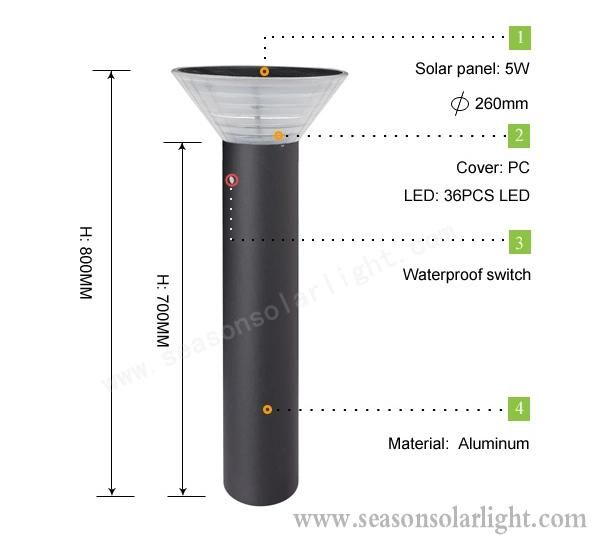 Bright Smart Energy Saving Lamp Outdoor Pathway Solar Powered Garden Lamp with LED Light