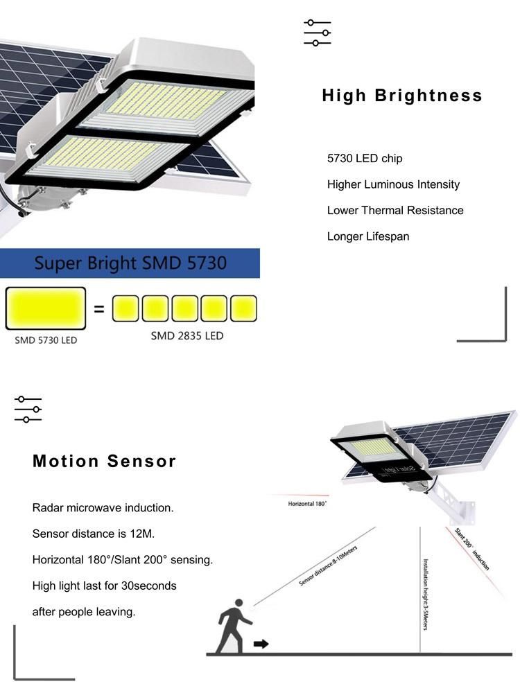 Cast Aluminum Split Solar LED Street Light with Motion Sensor