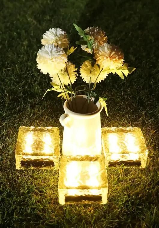 Solar Power Automatically Controls The Ice Brick Shaped Garden Using Solar Floor Lights Solar Energy Lamp