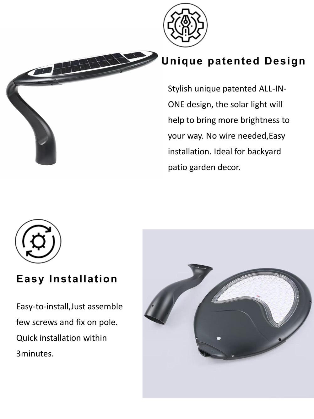 Outdoor All in One Waterproof Solar Courtyard Light for Garden Park Pathway