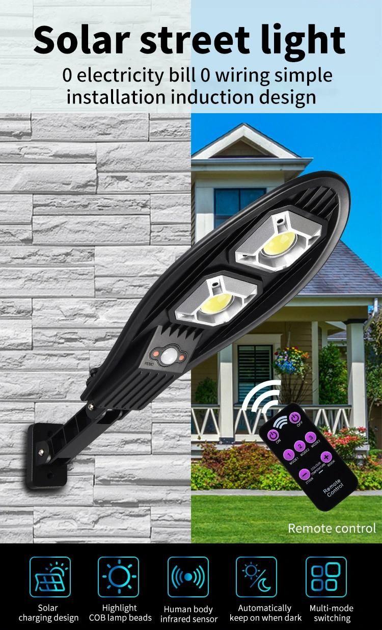 Remote Control Outdoor Motion Sensor High Brightness Long Working Time COB LED All in One Solar Power Street Light