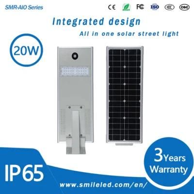 High Quality 20W Integrated Solar Street Light All in One IP65 Solar Street Lamp