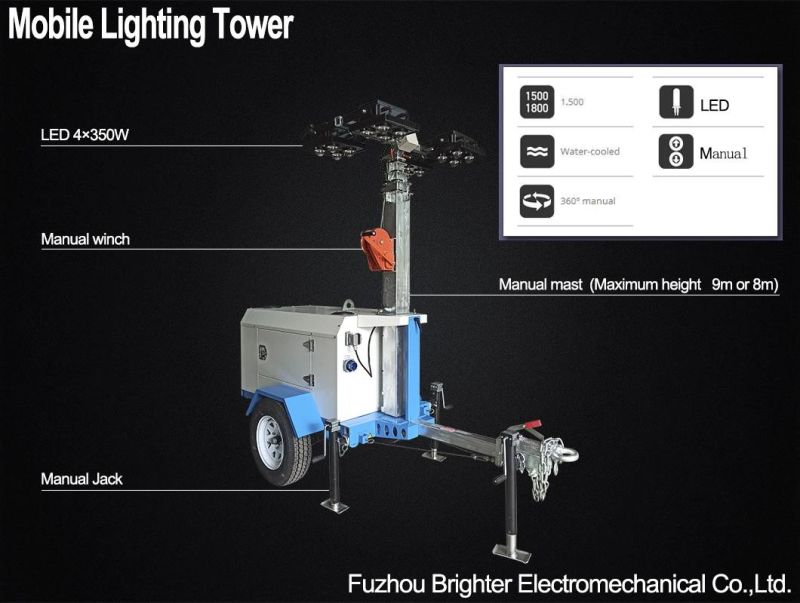 Solar Power Mobile Tower Light with LED Lamp and Trailer