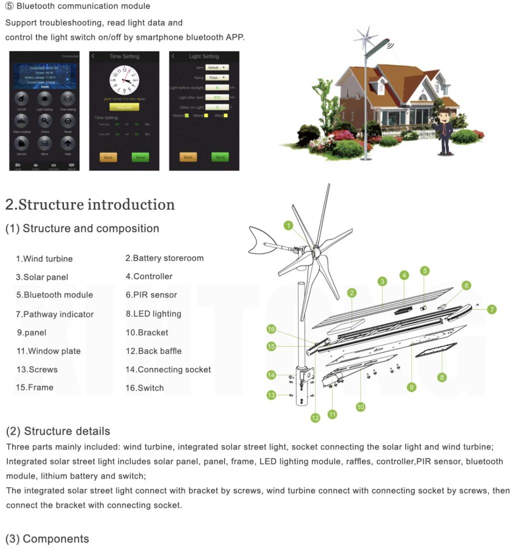 30W LED Integrated Outdoor Solar Wind Turbine Street Garden Road Home Light with Solar Panel