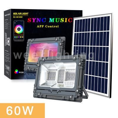 RGB Solar Outdoor Bluetooth Smart Control LED Flood Light Solar Power LED