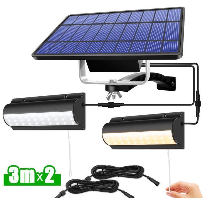 Waterproof Outdoor Pathway Motion Sensor Security Lights 2 Heads Solar Powered PIR Sensor LED Garden Solar Wall Light