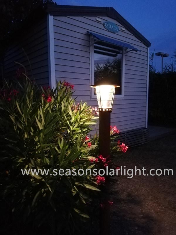 Smart 2m Outdoor Courtyard Landscape Pathway Lights 5W LED Solar Garden Light with Warm+White LED Light Lamp