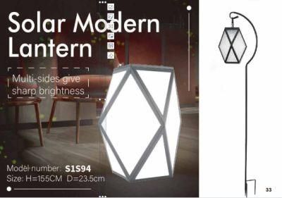Modern Polyhedron Solar Lantern Garden Stake Light with Shepherd Hook
