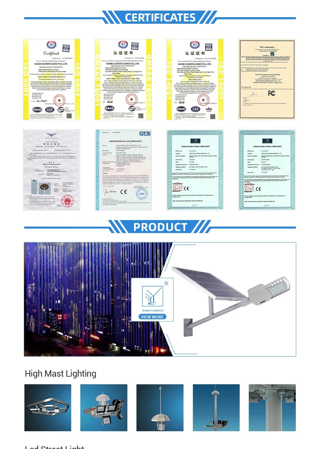 Outdoor 8m 60W LED Solar Street Light with Certificate