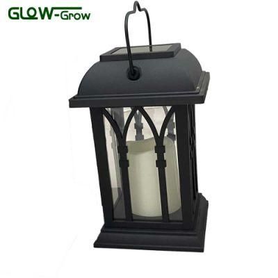 Warm White Flickering Flame Effect LED Solar Hanging Lantern Candle Light for Garden Decorative Lighting
