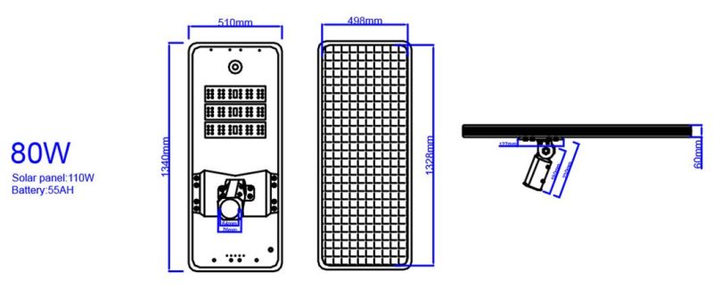 Adjustable Die Casting Aluminum All in One Solar Street Light 40W 60W 80W Integrated Solar Light