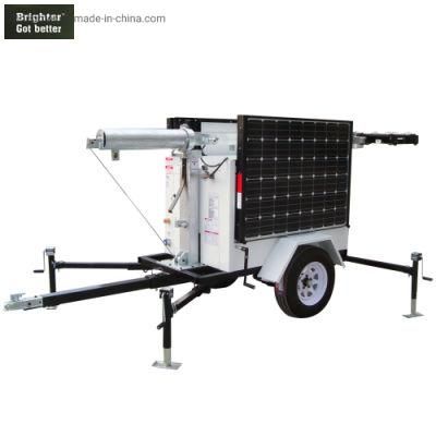 Trailer Portable Compact Mobile Tower Light with Solar and LED